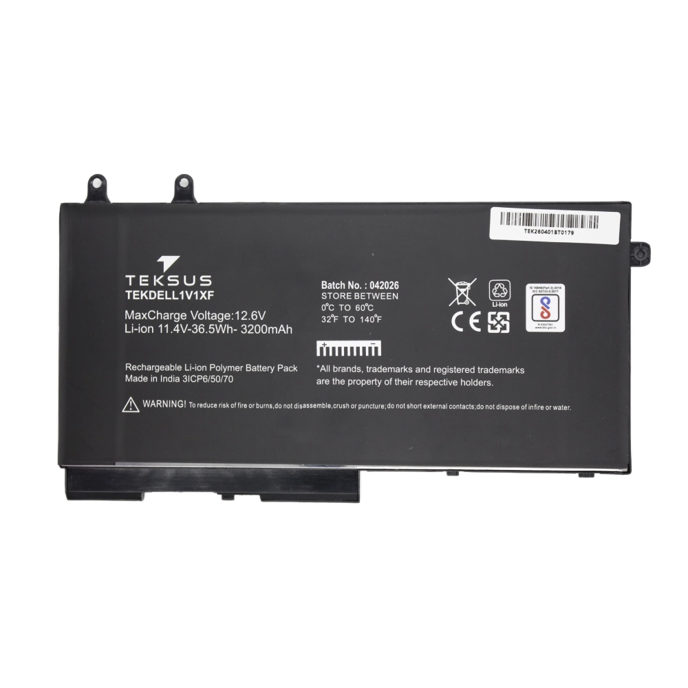 Teksus Laptop Battery Compatible For Dell Latitude E5400 | 1V1XF 3C view 2